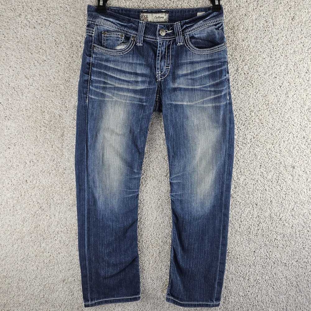BKE Culture Bootcut Jeans Women's 28 Whiskered Stretch Denim 30x27